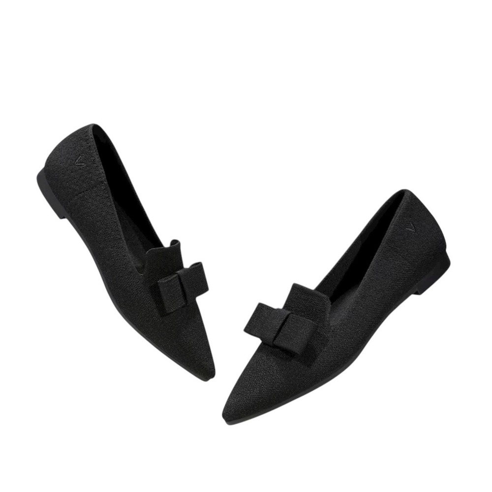 Vivaia Black Pointed Bow Flats - Picture 2 of 10